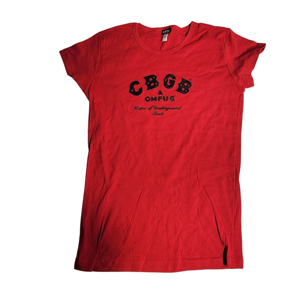 CBGB OMFUG Home of Underground Rock Red Graphic T-Shirt XL Slim Fit Cotton
